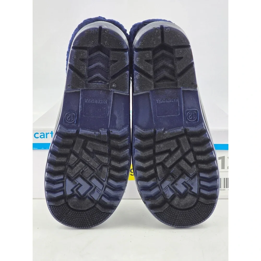 Carter's Tank Waterproof Sherpa Lined Rain Boots Toddler 12 Navy Blue NEW